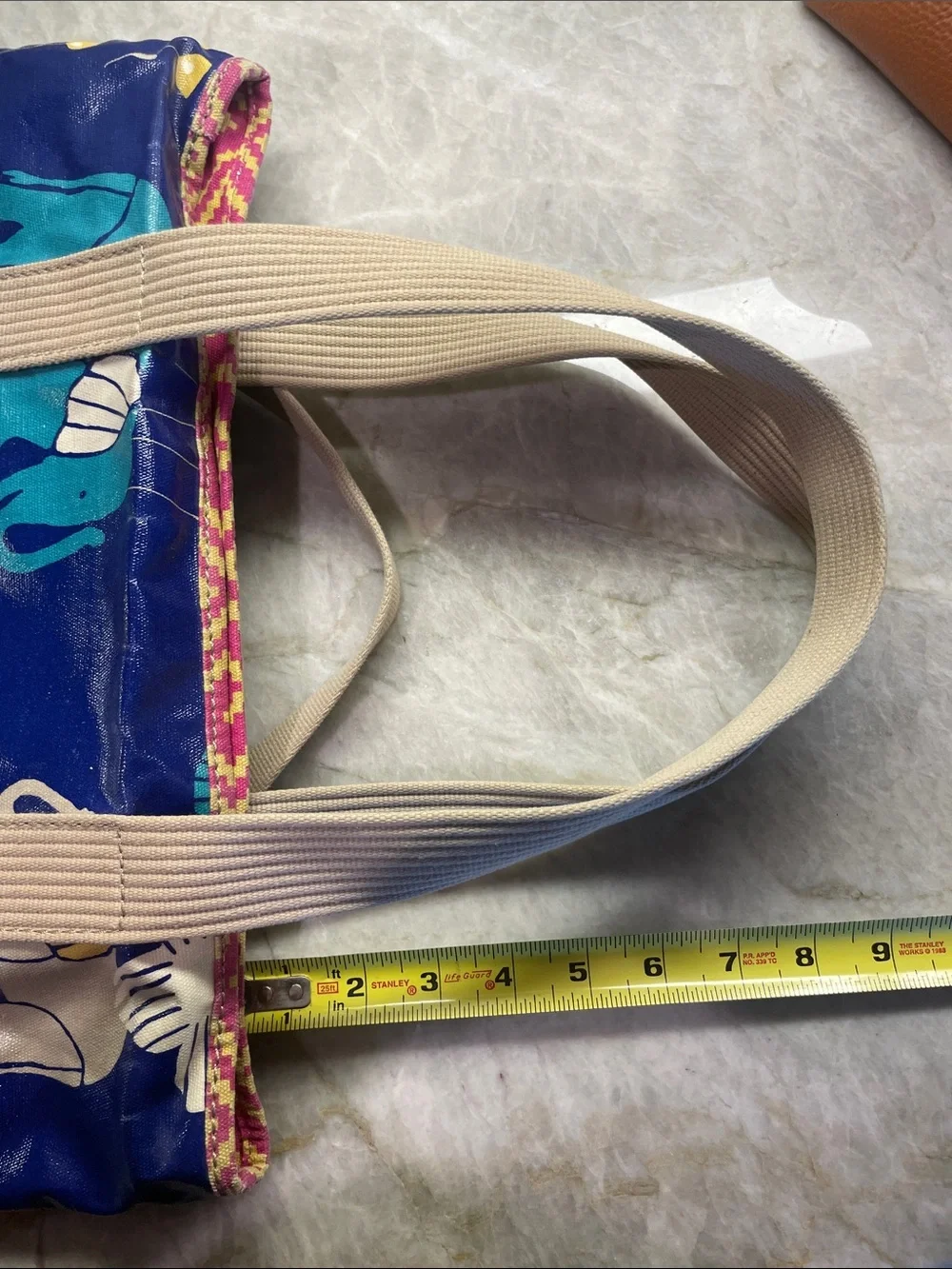 Fossil Blue Multicolor Elephant Print Tote